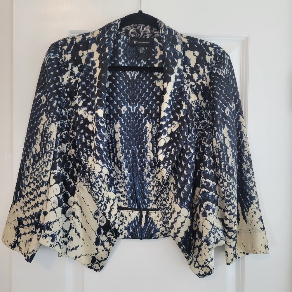INC Animal Print Cropped Jacket Size Large